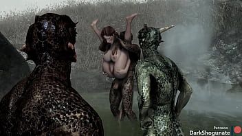 Play Argonians Forcefully Breed Lost Huntress in Swamp