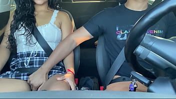 Play Horny passenger gets into Uber without panties and driver can't resist her