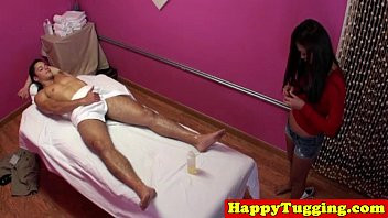 Play Real jap masseuse rubs customers dick